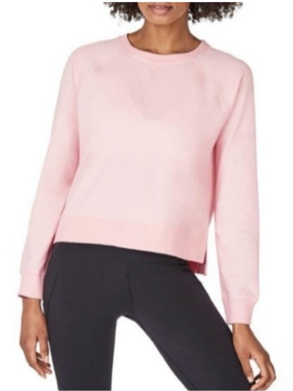 Sweaty Betty Pink Cropped Crewneck Sweatshirt XS Raglan Athleisure